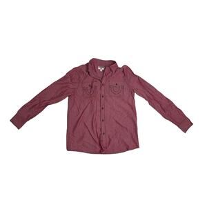 True Religion Mens Long Sleeve Western Utility Shirt Pink Size Small